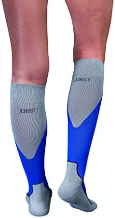 JOBST Sport Compression Socks 15-20 mmHg, Knee High, Closed Toe, Royal Blue/Gray, X-Large
