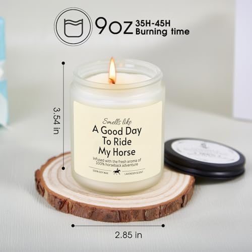 Kosmickiss Funny Horse Gifts for Women, Girls, Men, Unique Birthday Christmas Horse Lover Gift for Women, Riders, Equestrian, Natural Soy Wax Lavender Scented Candle
