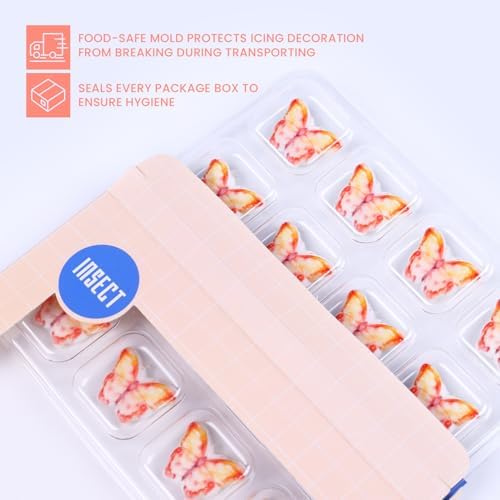 Edible Royal Icing Butterflies, Orange Butterfly Cake Decorations, 16 Pcs Butterflies Cupcake Toppers for Baking, Perfect for Cake, Ice Cream, Cupcakes, Cookies, and Cakesicles