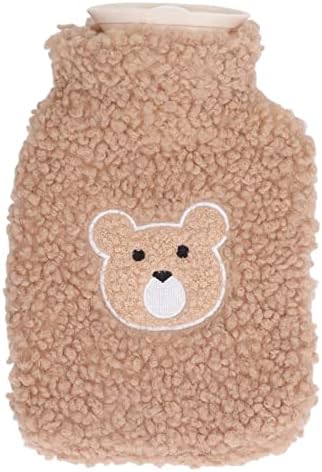 HEEPDD Rubber Hot Water Bottle, Liter Capacity for Warm Comfort, Ideal for Adults and Kids Rubber Hot Water Bottle, Plush Cover, 1 Nan Office and School Supplies (Coffee Color Bear Head)