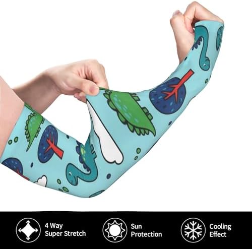 Ice Silk Cooling Arm Sleeves, Thumb Hole Non Slip UV Sun Sleeves for Driving Golf Running Training