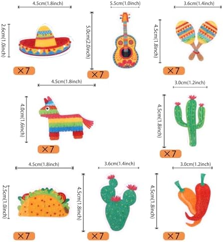 56 PCS Edible Mexican Fiesta Cupcake Toppers Cactus Donkey Maraca Sombrero Guitar Cupcake Picks Edible Mexican Fiesta Cake Decorations for Mexican Fiesta Theme Baby Shower Birthday Party Supplies