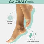 CALZITALY Medical Graduate Compression Stay Ups Open Toe | 18-22 mm/Hg | Black, Skin | S, M, L, XL | 140 DEN | Made in Italy
