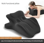 Memory Foam Ergonomic Wedge Pillow, Prone Pillow for Sleeping, Reading Pillow for Bed, Ergonomic Support for Back Pain, Acid Reflux & Sitting Up, Ideal for Massage, with Removable Cover (Black)