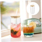 ABOOFAN High Temp Resistant Glass Travel Mug Iced Tumbler Lid Straw Glass Cup Lid and