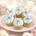 Edible Butterflies with Edible Glitter Kit - Wafer Paper Butterflies for Cakes - Cake Decorations - Cupcake Decorations - Cake Toppers (Dream Blue)