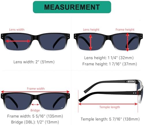 Eyekepper Spring Hinges Vintage Reading Glasses Men with Case Grey Lens Sunshine Readers