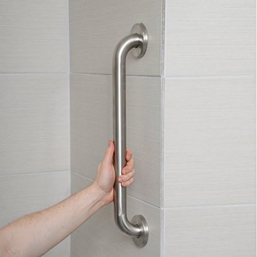Amazon Basics Bathroom Safety Handicap Grab Bar, 16 Inch Length, 1.25 Inch Diameter, Sturdy Support, Holds up to 500LBs, ADA Compliant, Stainless Steel