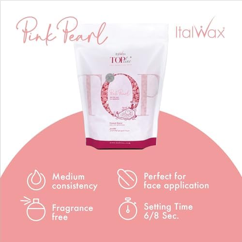 Italwax Top Line Pink Pearl Hard Wax Beads 1.65 lb (750 g) – Semi-Creamy Unscented Hard Wax for Facial Areas, Strong from First Pull, Suitable for Sensitive Skin, Professional Use – Made in Italy