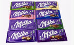 Milka European Chocolate Bars Variety Pack of 8 Full Size Bars, No Duplicate Chocolate