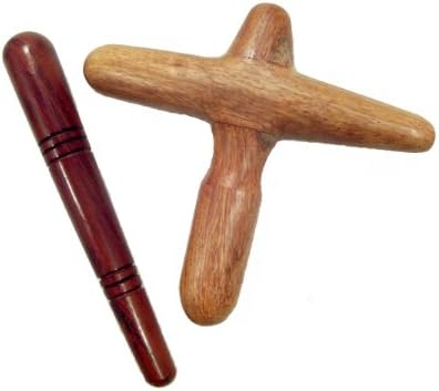 Thai Traditional Reflexology, X- Shape Hand & Foot Massage, and Wooden Stick Massage Tool, Set 2 Pcs.