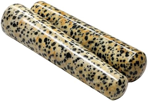 Amazing Gemstone Dalmatian Jasper Crystal Wand Massage Stick - Pelvic Wand Gua Sha for Adults - Crystals and Healing Stones Massage Wands for Adults Gifts (Smooth)