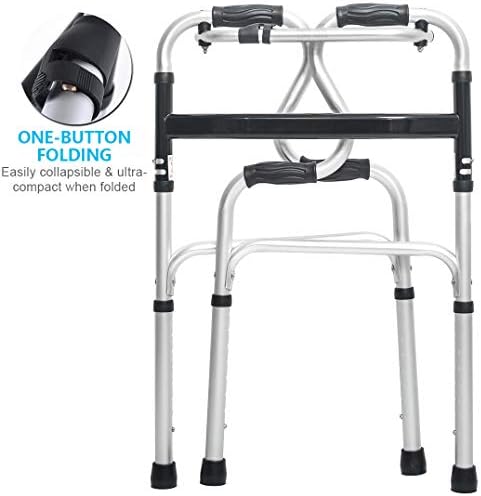 Folding Walker with Wheels,Stand-Up Aid,Portable,Lightweight,Aluminum Alloy