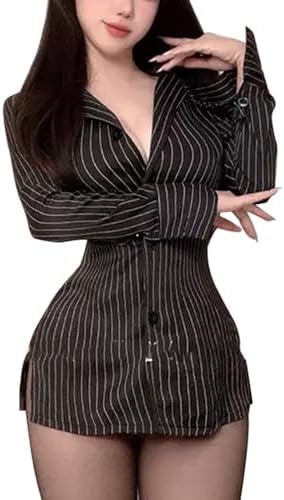 Women's Secretary Office Lady Uniform Mini Bodycon Skirt Outfit Sexy Teacher Roleplay Underwear Costume