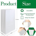 BadenBach 50 Pack 12 Lb White Paper Lunch Bags, 12.5" x 7" x 4.3" Large Bread Bags Bulk, Heavy Duty kraft Paper Sacks for Grocery Wrapping, Retail Shopping, Bakery, Party Favors