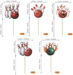 40 PCS Bowling Cupcake Toppers Double Sided Sports Theme Bowling Cupcake Picks Bowling Party Decorations for Bowling Theme Baby Shower Kids Birthday Party Cake Decorations Supplies
