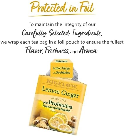 Bigelow Tea Probiotic 3 Flavor Tea Variety Pack, Caffeinated and Caffeine Free Green Tea Bags and Herbal Tea Bags, 18 Count Box (Pack of 6), 108 Total Tea Bags
