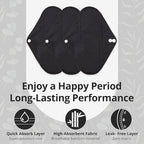 7pcs Set 1 pc Mini Wet Bag +6pcs Absorbent Reusable Sanitary Pads/Washable Cloth Menstrual Pads(Black,S)