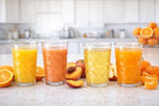 BOHEM'S Small Juice Glasses, Clear Glass Cups Tumblers, 7 Oz, Drinking Glassware for Orange Juice, Water, Milk, Coffee, Perfect for Tasting and Small Portions, Set of 4 (Style 2)