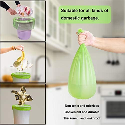 TECHSHARE 1.2 Gallon Biodegradable Trash Bags, 80 Count, Compostable Garbage Bags, 1.5 Gallon Capacity, Green