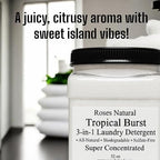 Tropical Burst 3-in-1 Laundry Detergent Powder, 32 oz., HE Compatible, All-Natural, Super Concentrated, Hypoallergenic, Sulfate-Free, Non-Toxic, Citrus Scent, Made in the USA