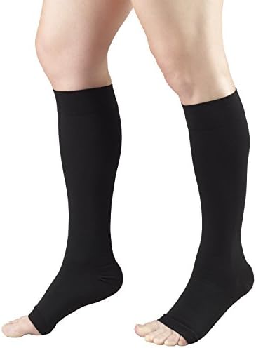 Truform 20-30 mmHg Compression Stocking for Men and Women, Knee High Length, Open Toe, Black, X-Large