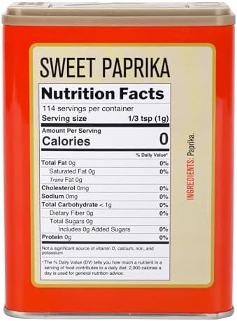 Pride of Szeged Sweet Paprika Powder, Seasoning, Spice, Deep Red, 4 oz. Tin, 1-Count