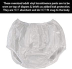 Vakly Adult Vinyl Waterproof Pull-On Diaper Cover Incontinence Pants – Oversized Underwear Protection with Added Leak Resistance, Worn Over Diapers or Briefs
