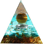 Orgonite Pyramid for Positive Energy Chakra Orgone with Crystal Healing Stones Attract Wealth Wisdom Meditation Gift (Tiger Eye - Turquoise)