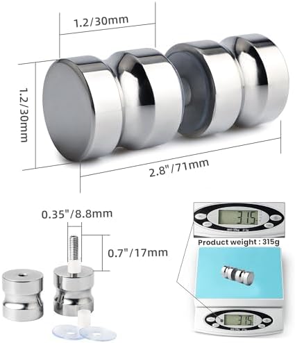 Alise Shower Glass Door Handle,Sliding Shower Doors Knob Back-to-Back Pull Hardware Replacement Parts,Solid SUS304 Stainless Steel Knobs,Polished Chrome,L5000
