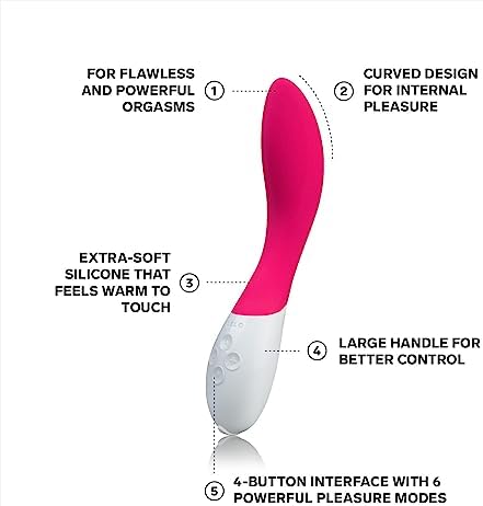 LELO Mona 2 G Spot Vibrator for Women, G Spot Toy for Discrete Pleasure, Curved Vibrator Sex Toy for G Spot, Adult Toy with 6 Intensity Modes, Cerise