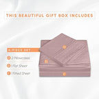 Elegant Comfort Luxurious 4-Piece Quilted Bed Sheet Set - Gift Box - 1500 Thread Count Egyptian Quality Softness - Wrinkle Resistant - All Around Elastic Fitted Sheet, Deep Pocket, Queen, Dusty Rose