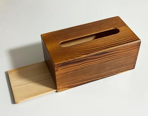 Rustic Wooden Tissue Box Cover Kleenexes Box Holder Rectangular Tissue Box Napkin Dispenser for Bathroom Office Living Room Dinner Table (Coffee)