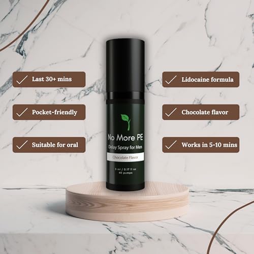 Lidocaine Delay Spray for Men 5 ml (40 Pumps) in Chocolate Scent, Climax Control Desensitizer to Last Longer in Bed with Enhanced Numbing Effect, Male Desensitizing Spray for Him