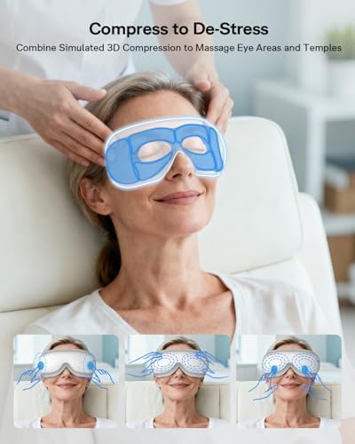 Eye Massager, Heated Eye Mask for Migraines/Strain/Dry Eyes Relief, Smart Sleep Mask with Heat & Bluetooth Music, Mothers Day Gifts for Mom, Birthday Gifts for Women Men