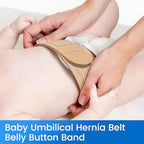 Velpeau Umbilical Hernia Belt Baby Newborn -with 3 Different Shaped Compression Pads, Belly Button Navel Band Wrap Truss Abdominal Binder Support for Infant, Children, Toddler, Kids (Khaki-Reg)
