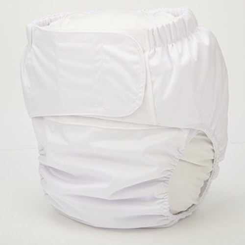 Large Teen Adult Cloth Diaper Nappy Reusable Washable for Disability (White (Large 26in to 50in))