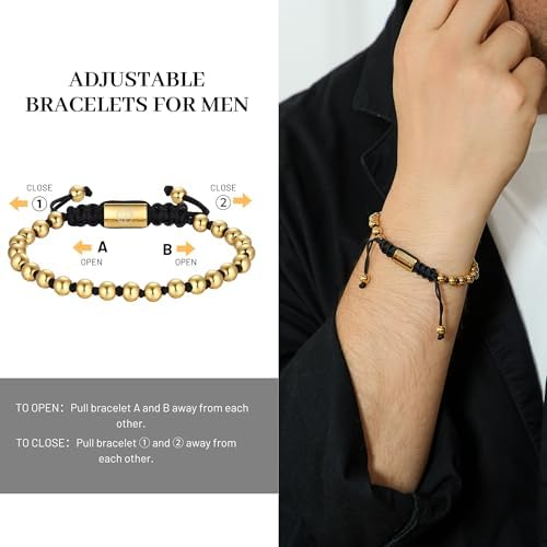 Gold-Plated Bracelets for Men 18K Gold Plated Franco Link Chain Stainless Steel Bracelet Adjustable Bracelet Mens Jewelry Birthday Gift