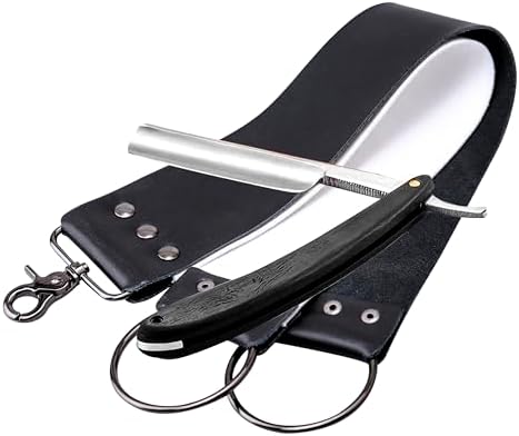 Grandslam Straight Razor Shave Ready Handmade Sharpened, 420 Steel Straight Razor Blade, 2 Layers Long Leather Canvas Strop, Sharpening Stone,2 Side Grit 3000 Waterstone Knife Sharpener