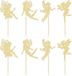 Gyufise 36Pcs Fairy Cupcake Toppers Gold Glitter Flower Angel Fairy Cupcake Picks Ballet Dancer Cupcake Topper for Wedding Bridal Shower Baby Shower Birthday Party Cake Decorations Supplies