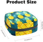 Period Bag,Sanitary Napkin Storage Bag,Floral Gold Fruit Pineapple,Tampon Holder for Purse
