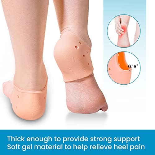 Heel Cups for Heel Pain, Sumiwish 6 PCS Thick Heel Support for Plantar Fasciitis, Silicone Heel Protector Pads, Heel Cushion for Bone Spur and Heel Spur Pain Relief, Cracked Heels