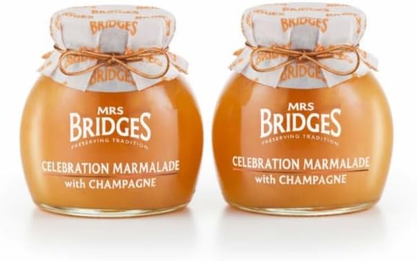 Mrs. Bridges of Scotland, Set of 2 Jars, Celebration Marmalade & Champagne, Imported from Scotland, 12 Oz Each