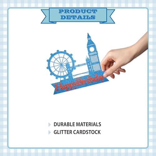 London Birthday Cake Topper - Glitter London Party Decorations for Birthday Party Supplies