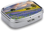 Portable Medicine Box, Texas Bluebonnets Scenery Printed Mini Rectangle Pill Case Pocket Medicine Box Pill Container Travel Jewelry Box Pill Holder Portable Vitamin Storage Box