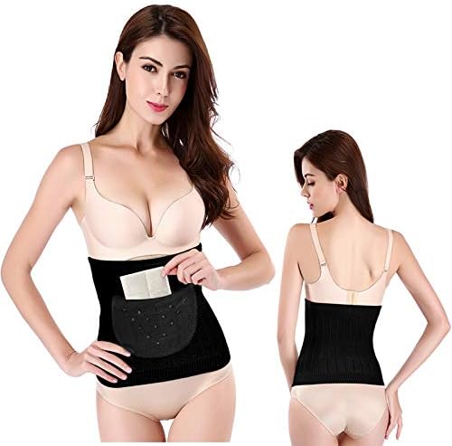 IPENNY Therapy Knitted Abdominal Binder Kidney Warmer Stomach Lumbar Lower Back Support Brace Slim Waist Trimmer Wrap Belt Postpartum Belly Band - C Section Surgical Recovery - Warming Pain Relief