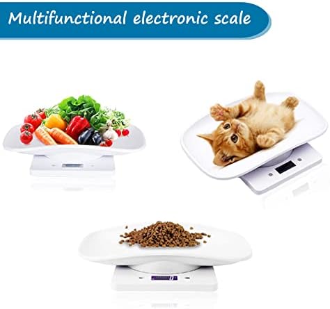 Newborn Kitten & Puppy Weight Scale, Multifunctional Digital Pet Scale, LCD Electronic Small Animal Food Scale, Weighing Max 33lbs, Tray Size 12" x 8", Not for Adult Cats/Dogs (White)
