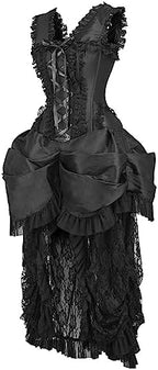 Daisy Corsets Women's Daisy Corsets Top Drawer Steel Boned Black Lace Victorian Bustle Corset Dress
