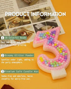 Pink Glitter Number 3 Birthday Candle - Fun Candy Bead Cake Topper, 3rd Birthday Party Supplies for Girls, Three Year Old Decorations
