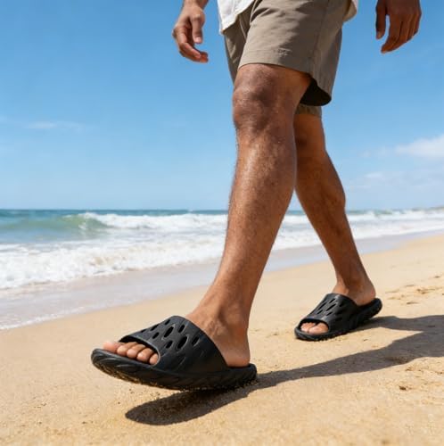 FINLEEO Shower Sandals with Drainage Holes - Quick Drying Bathroom & Gym Slippers for Men and Women
